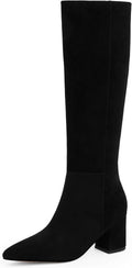 Knee High Boots for Women Chunky Heel Pointed Toe - Comfortable Long