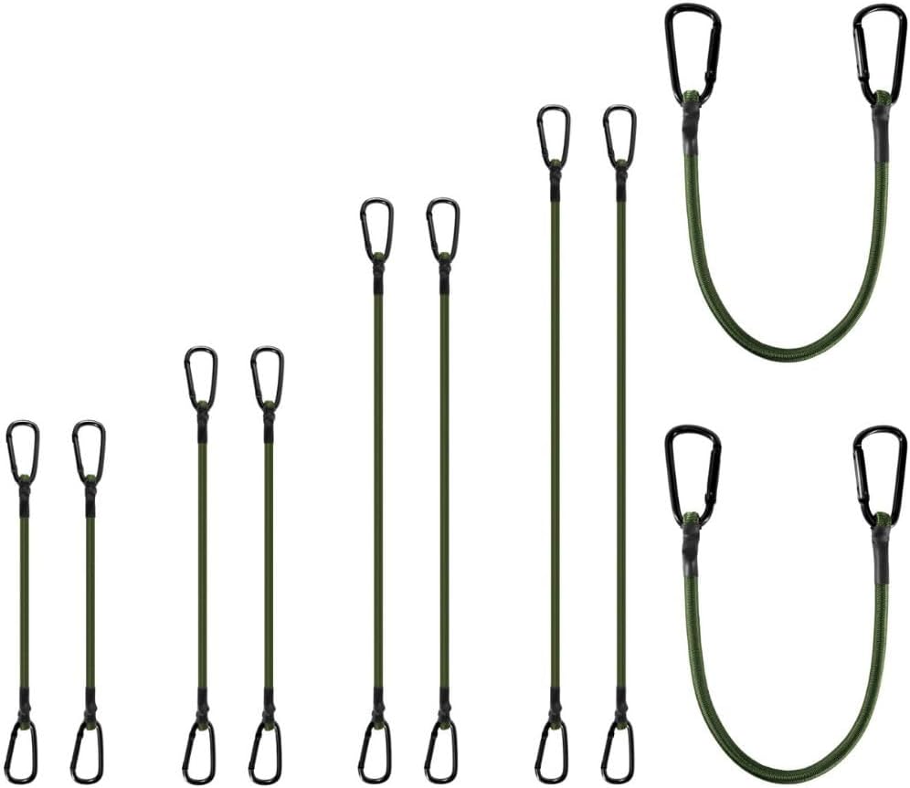 10-Pack Bungee Cords with Carabiner Hooks - Secure Your Gear with Ease!