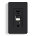 GFCI Outlet with USB Ports and Nightlight Matte Black - 15 Amp Combo
