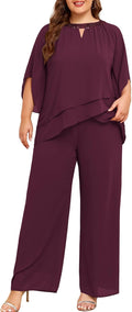 Mother of Bride Pant Suits Plus Size Chiffon 2 Piece - Elegant Fit