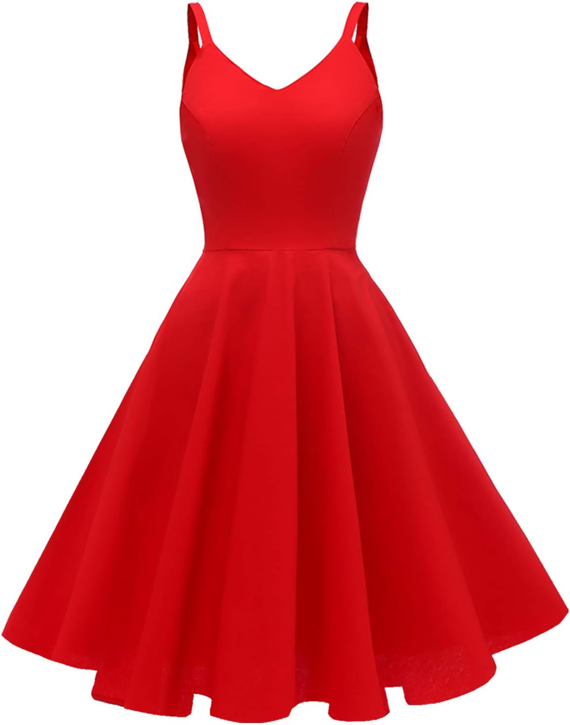 GOOBGS Women's 1950s Retro Vintage Spaghetti Strap Dress
