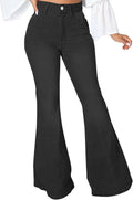 SeNight Women Bell Bottom Jeans Elastic Waist Ripped Flared Jean five