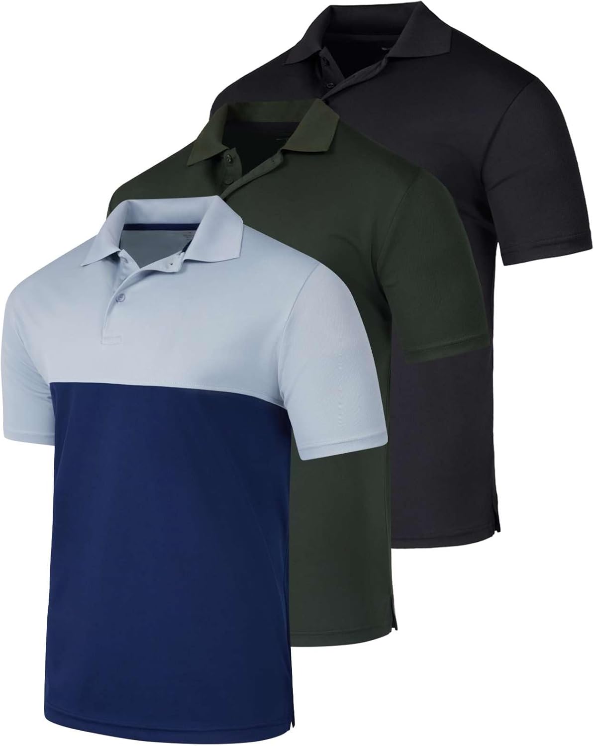 Men's Quick-Dry Athletic Performance Polo Shirt 3 Pack