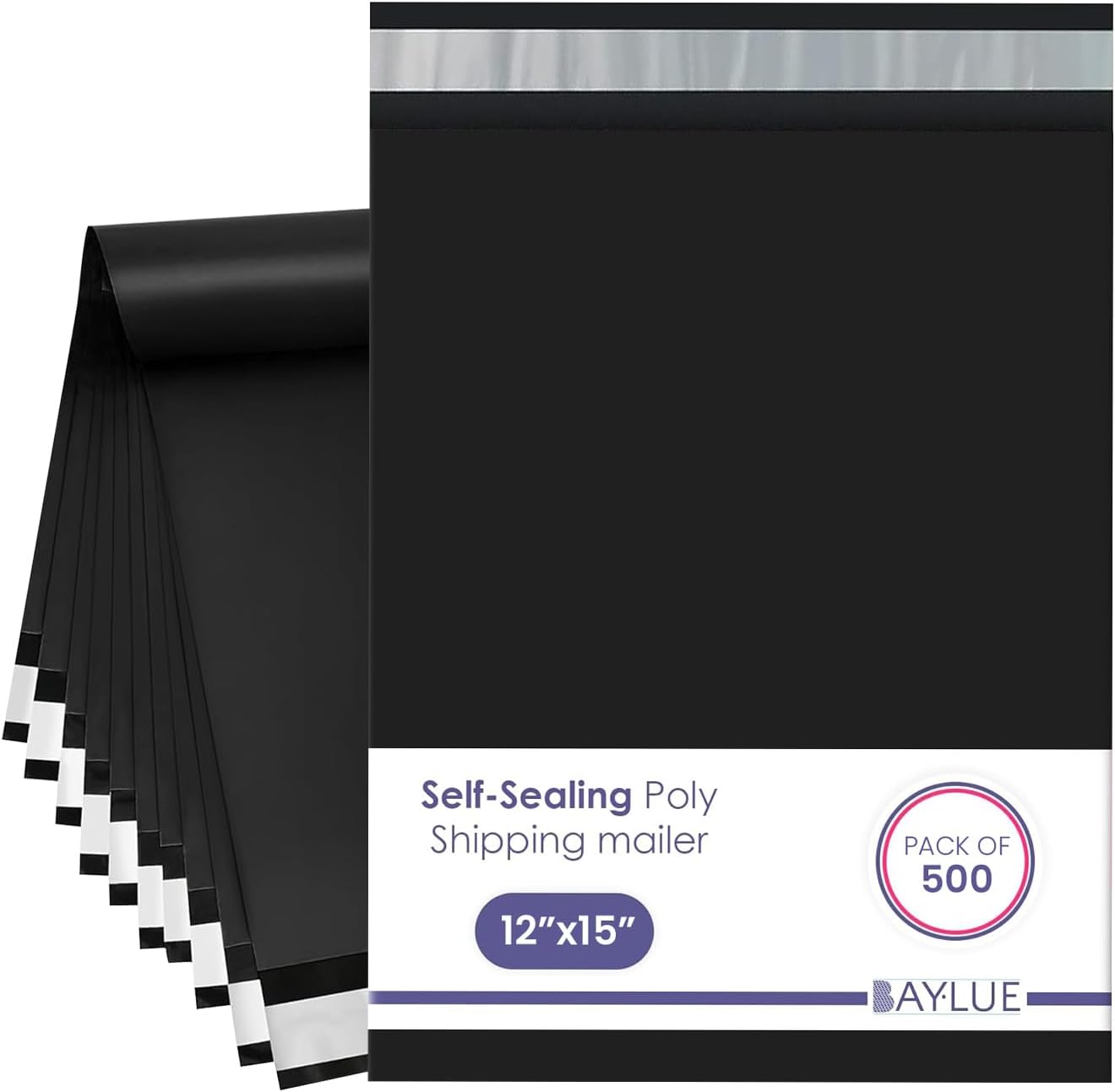 Black Large Poly Mailers 12x15.5 Inch for Secure Shipping