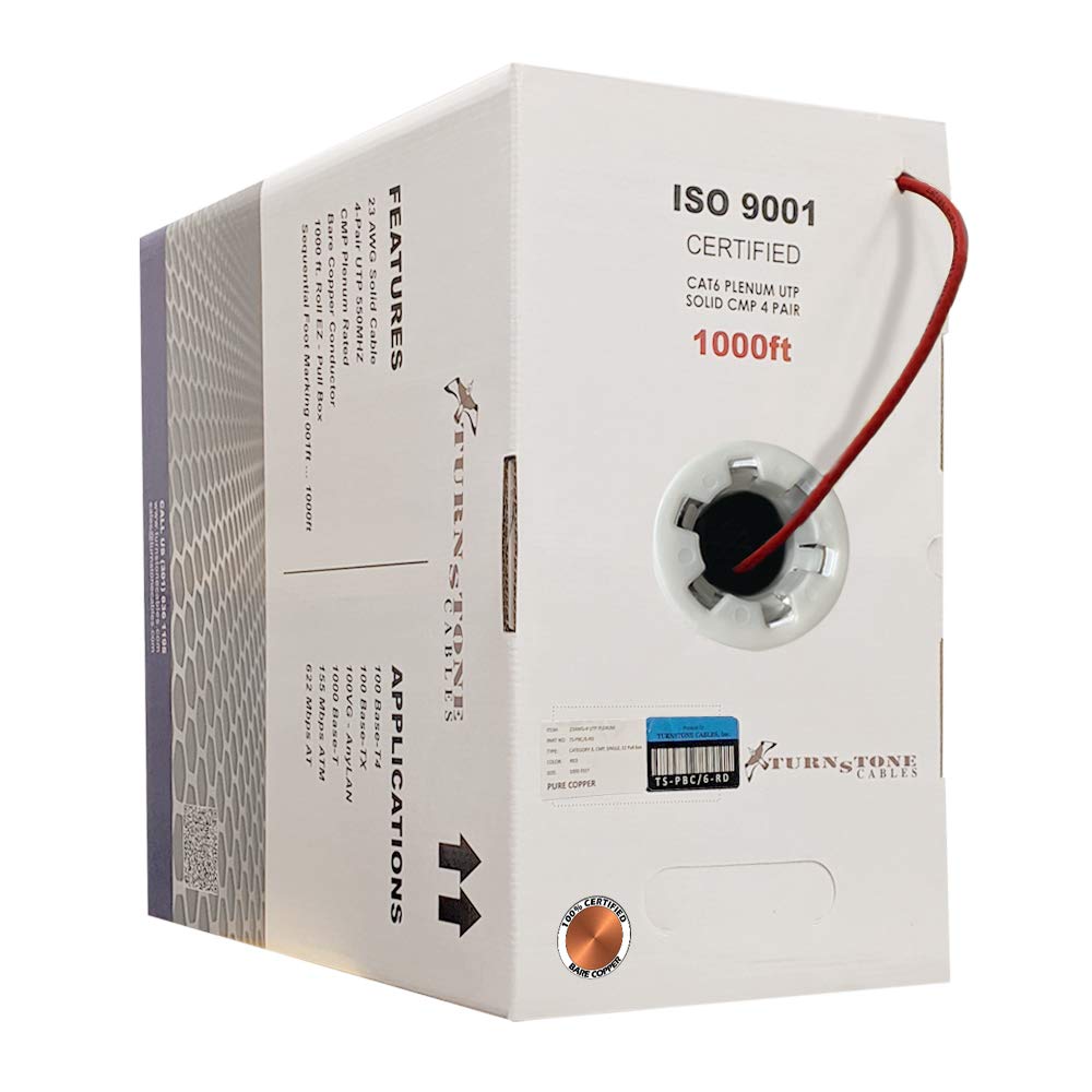 TSCables Cat6 Plenum 1000ft Cable for High-Speed Networking