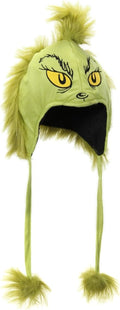 Grinch Deluxe Hoodie Hat - Velour and Faux Fur with Pompoms