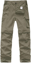Boys Quick Dry Cargo Pants - Convertible Waterproof Outdoor Trousers
