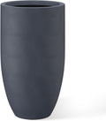24 in Tall Round Concrete Planter Charcoal - Modern Indoor Outdoor Pot