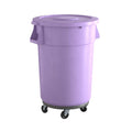 44 Gallon Purple Round Commercial Trash Can with Lid and Dolly