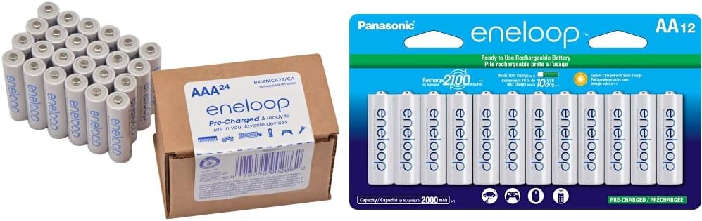 Eneloop Rechargeable Batteries 24 AAA & 12 AA for Long Life