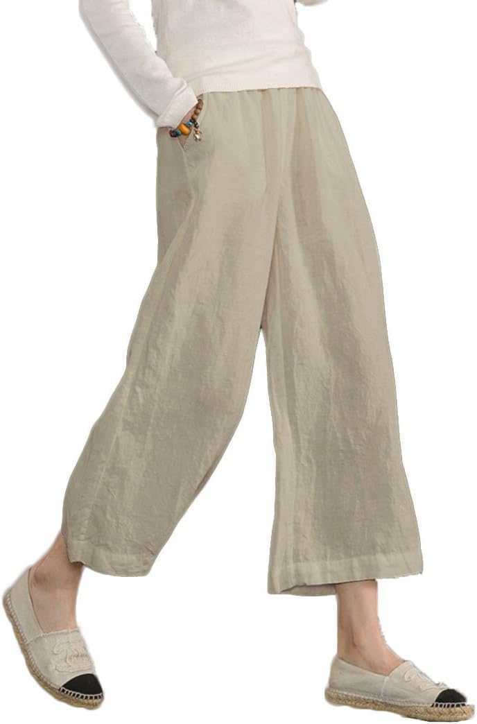 ECUPPER Womens Linen Cropped Pants for Summer Comfort and Style