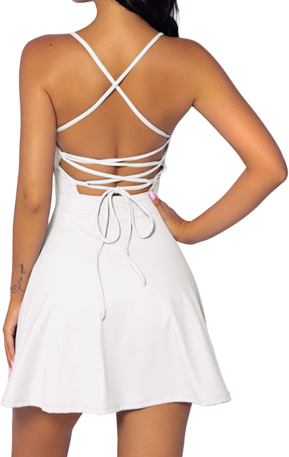 QINSEN Womens Tennis Dress with Shorts for Active Sports Wear