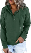 Womens Hooded Pullover Button Collar Sweatshirt - Oversized Fit