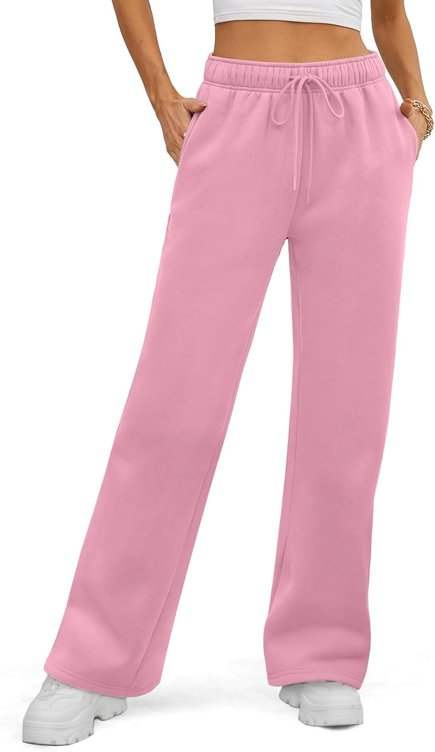 ATHMILE Womens Fleece Lined Wide Leg Sweatpants for Fall Style