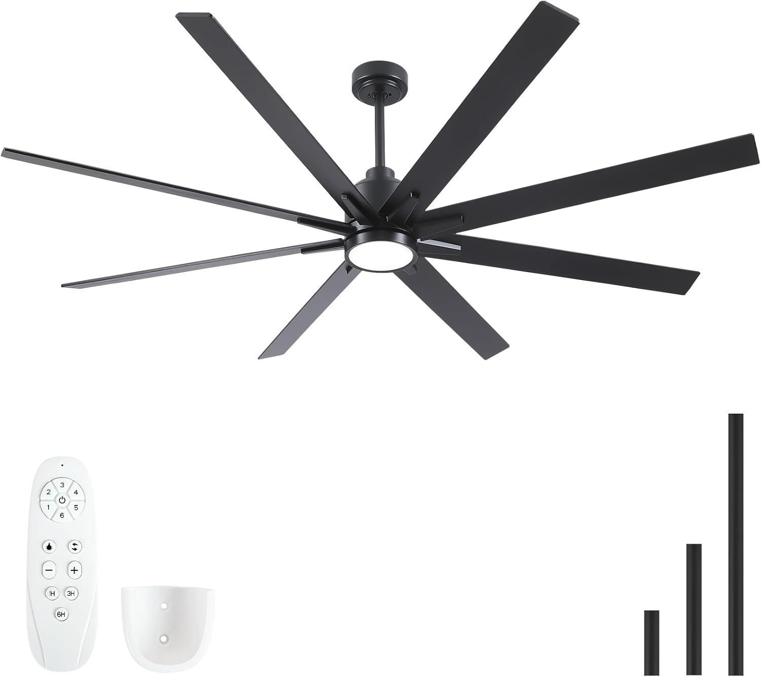 72 Inch Solid Wood Ceiling Fan with Lights and Remote Control