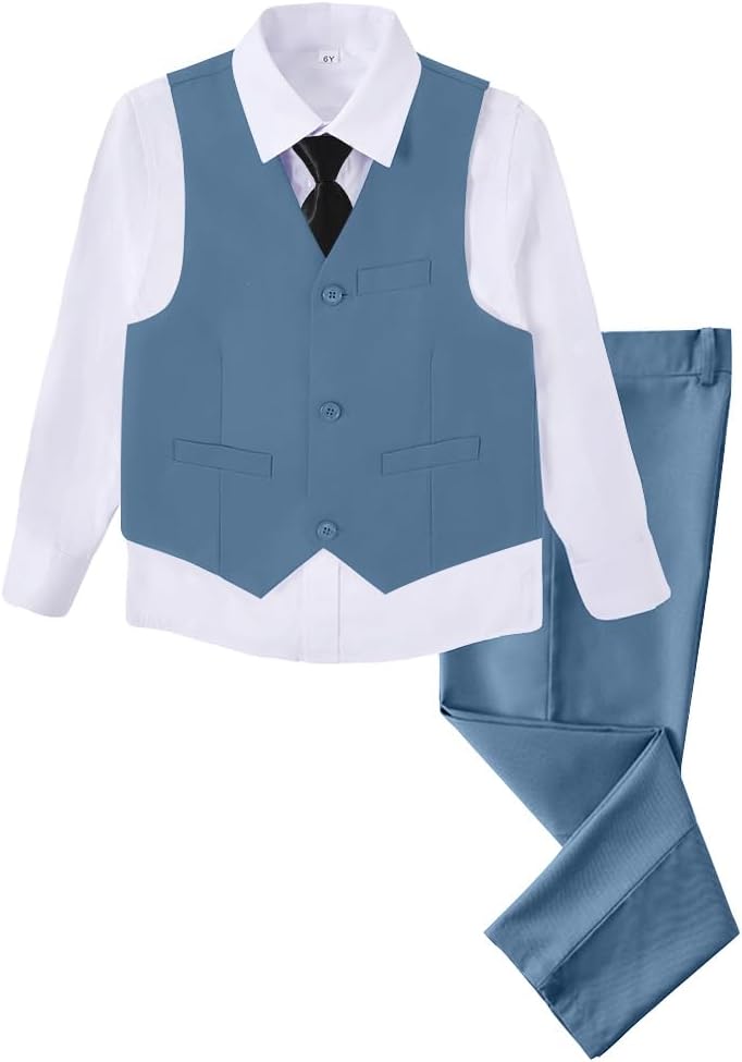 Boys 4 Pieces Suits Slim Fit Kids Outfits for Formal Dresswear