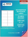 Waterproof White Address Sticker Labels 2 in x 4 in - Durable Laser