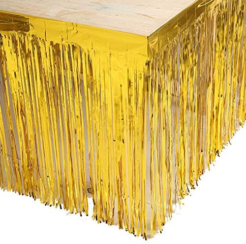 Shimmering Gold Table Skirt Set - Perfect for Parties!