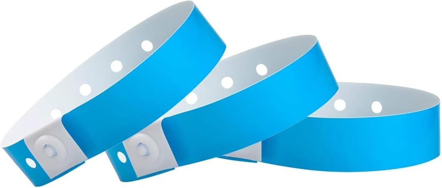 500 Neon Blue Plastic Wristbands for Events by Wristco