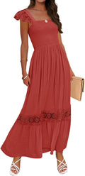 Women's Summer Lace Strap Maxi Dress - Flowy Boho Sundress