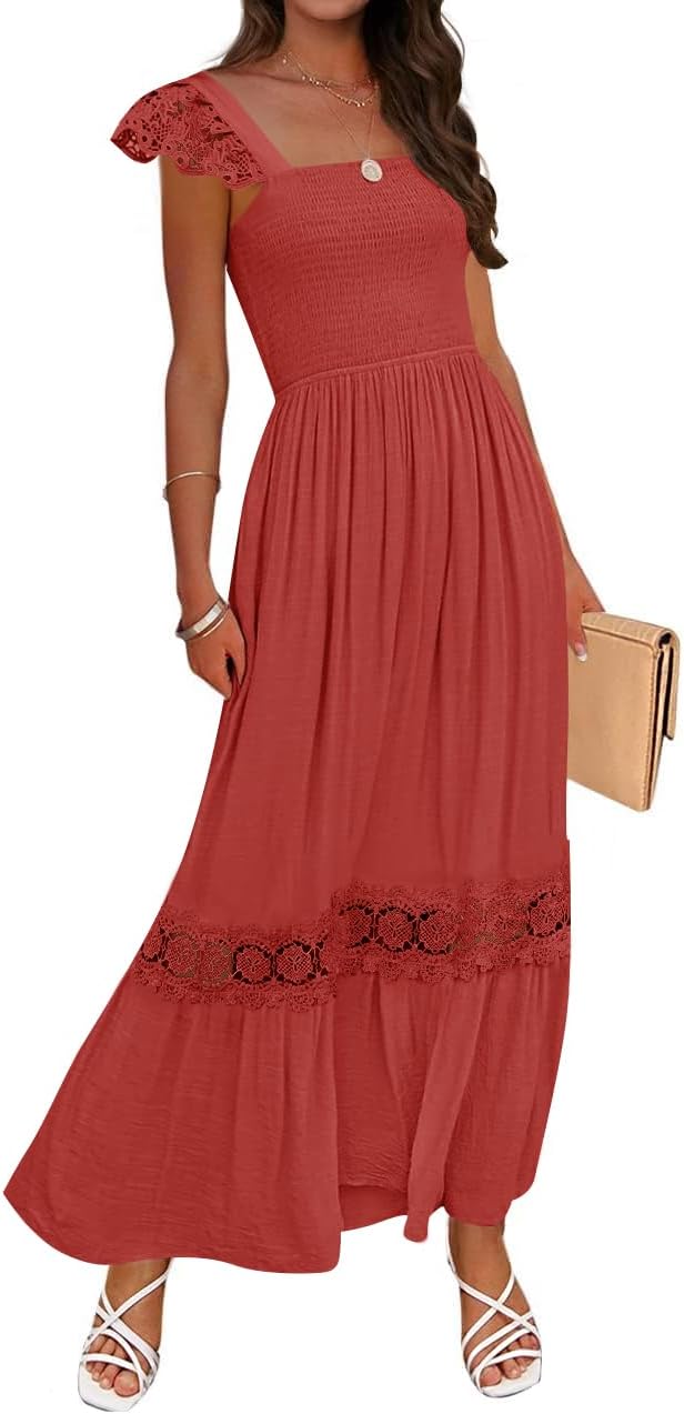 ZESICA Women's Summer Lace Strap Maxi Dress for Any Occasion