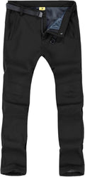 Men's Snow Ski Hiking Pants with Belt - Waterproof Fleece Lined