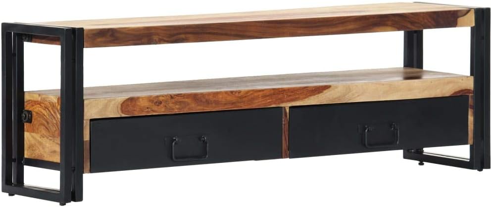 vidaXL TV Cabinet Stand with Solid Wood and Steel Structure