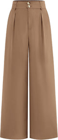 Women Wide Leg Dress Pants High Waisted Pleated Palazzo - Work Ready