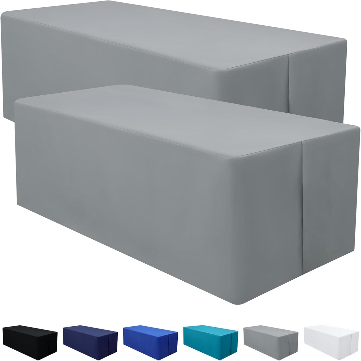 Rectangle Fitted Tablecloth for 8 Foot Tables - Grey Washable Cover