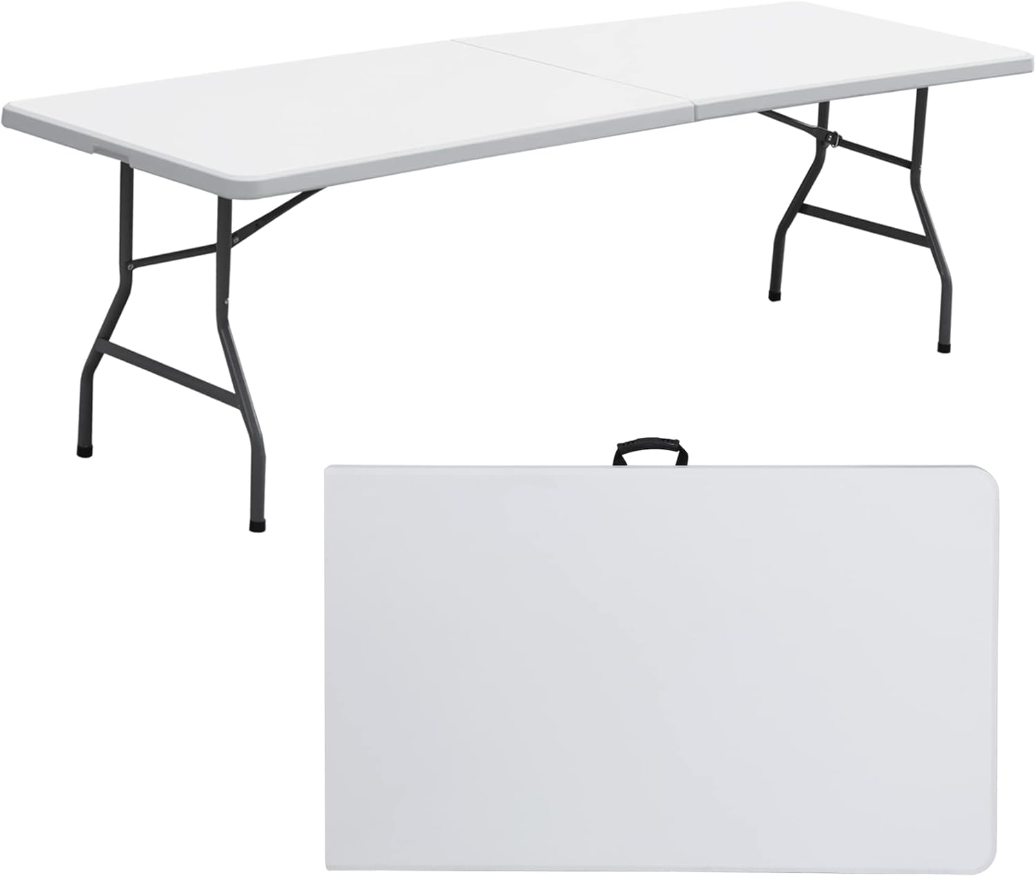 ZenStyle 8ft Heavy Duty Folding Table for Indoor Outdoor Use