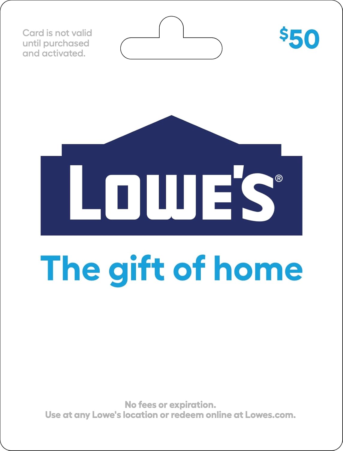 Lowe's $50 Physical Gift Card - Perfect for Any Occasion