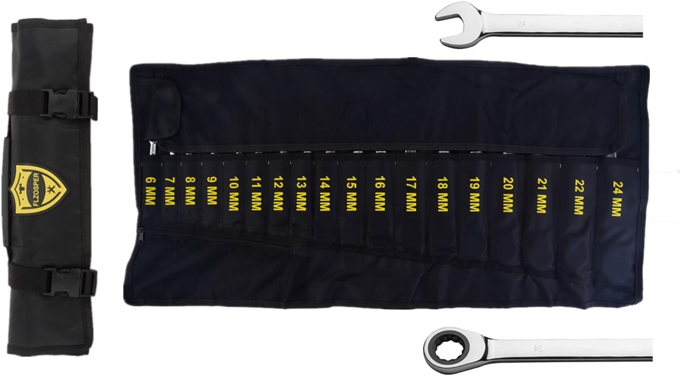 FLZOSPER 18pc Ratcheting Wrench Set for Precision Mechanics