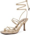 Strappy Square Open Toe Heels - Comfortable 3-in Heel