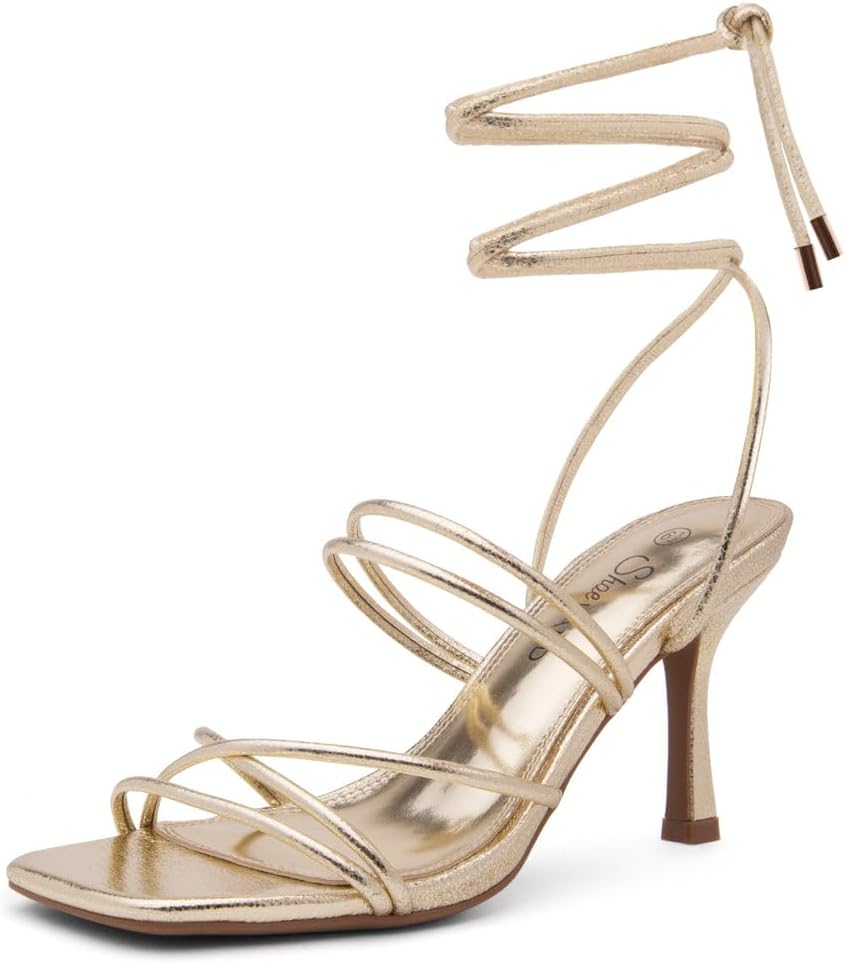 Shoe Land Women's Strappy Heels for Elegant Evening Events