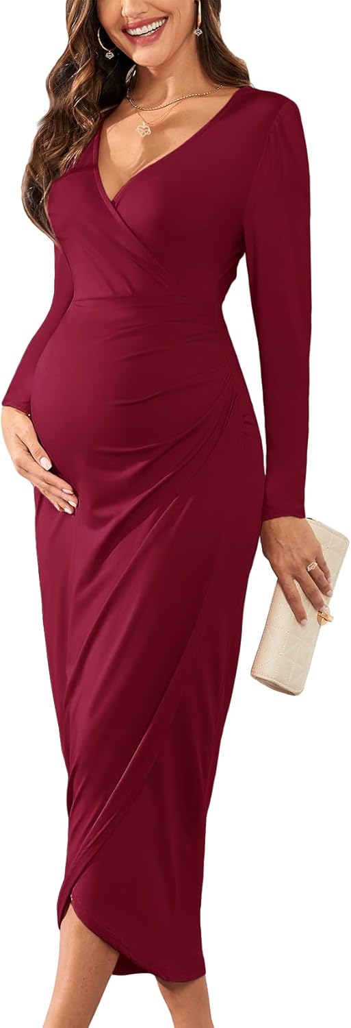 2025 Womens Maternity Wrap Dress for Baby Shower and Parties