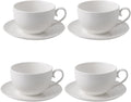 12 oz Cappuccino Cups with Saucers Set of 4 - Durable Porcelain Cups