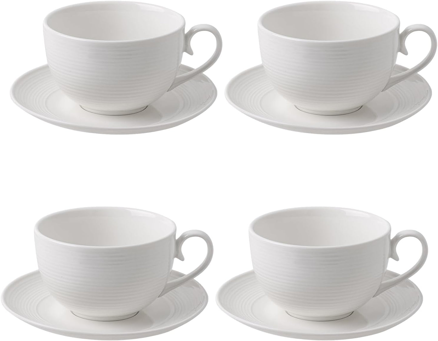12 oz Cappuccino Cups Set of 4 with Saucers for Coffee Lovers
