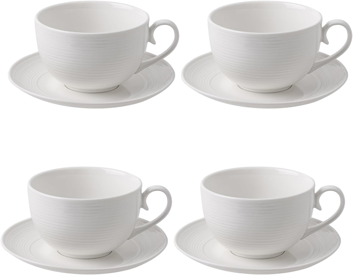 12 oz Cappuccino Cups Set of 4 with Saucers for Coffee Lovers