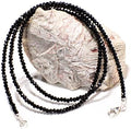 Genuine Black Spinel 4mm Diamond Cut Sterling Silver Necklace - Sleek