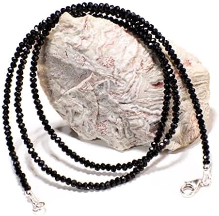Genuine Black Spinel Micro Faceted 4mm Diamond Cut Necklace