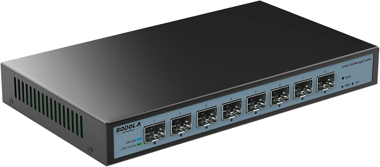 SODOLA 8 Port 10G Web Managed Switch for High-Density Networks