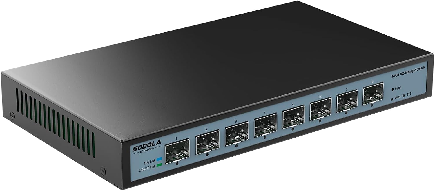SODOLA 8 Port 10G Web Managed Switch for High-Density Networks