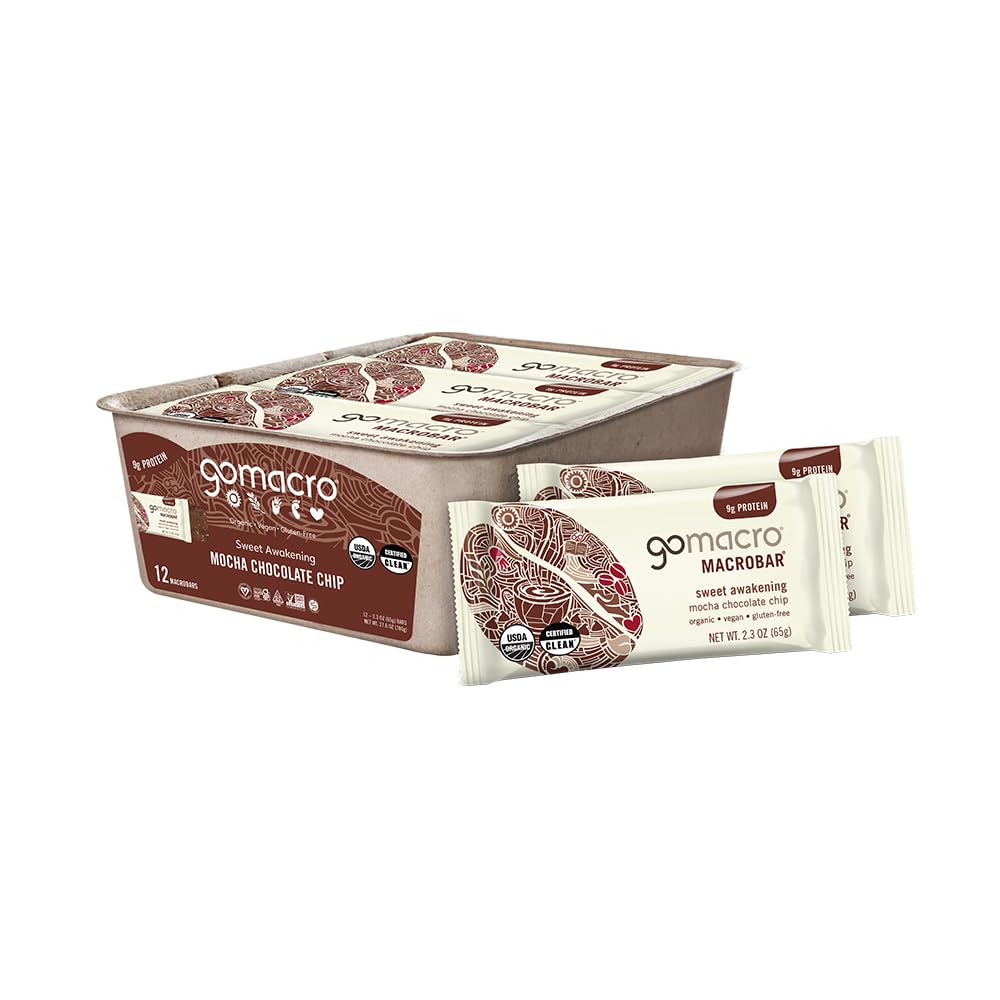 GoMacro MacroBar Organic Vegan Protein Bars - Mocha Chocolate Chip