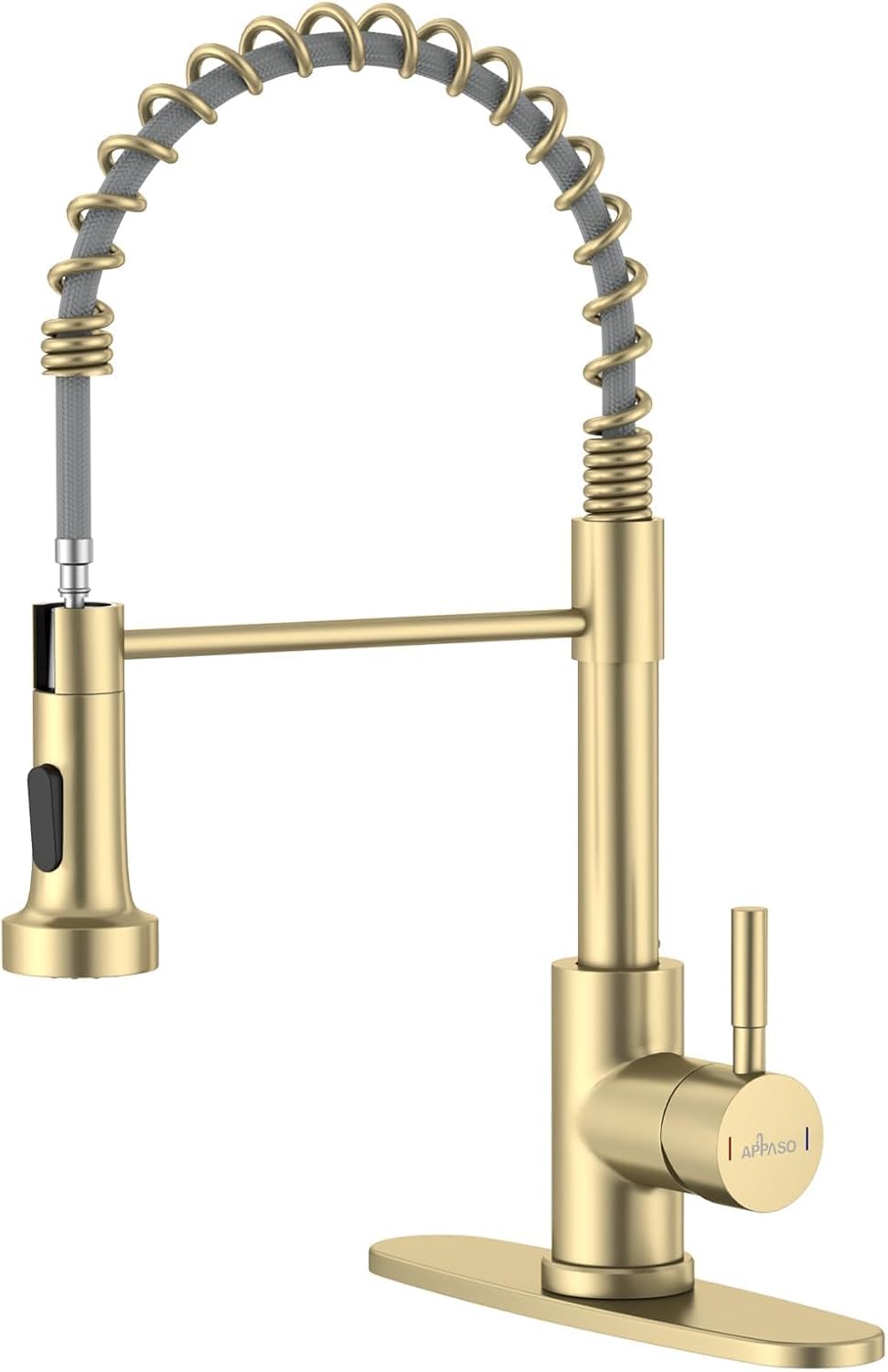 Brushed Gold Kitchen Faucet with Pull Down Sprayer for Sink