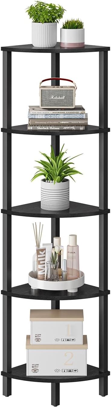 VIMBER 5-Tier Corner Shelf for Modern Living Room and Office