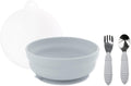 Silicone Grip Bowl with Fork & Spoon Set - Suction Base for Toddlers