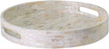 PEMAR 12.6 Mother of Pearl Round Serving Tray with Handles