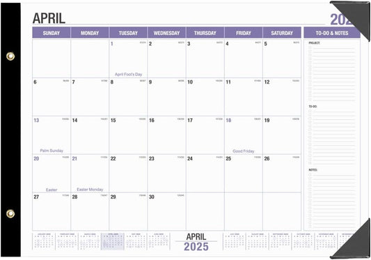 2025-2026 Desk Calendar - 15 Month To-Do List Organizer, 22 x 17, Purple
