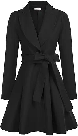 GRACE KARIN Women's Notch Lapel Long Puff Sleeve Pea Coat