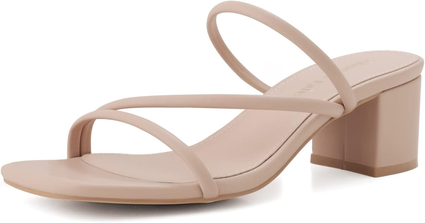 Shoe'N Tale Strappy Heels For Women Low Chunky Block Heel Sandals